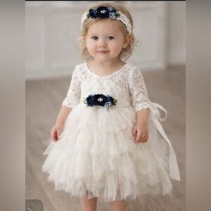 NWT Lace flower girl  Dress with Headband